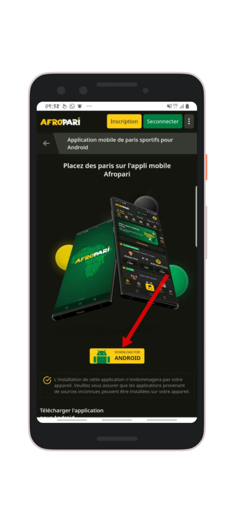 Cliquez sur le bouton «Downloard for Android »