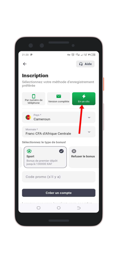 Choisissez la méthode d’inscription