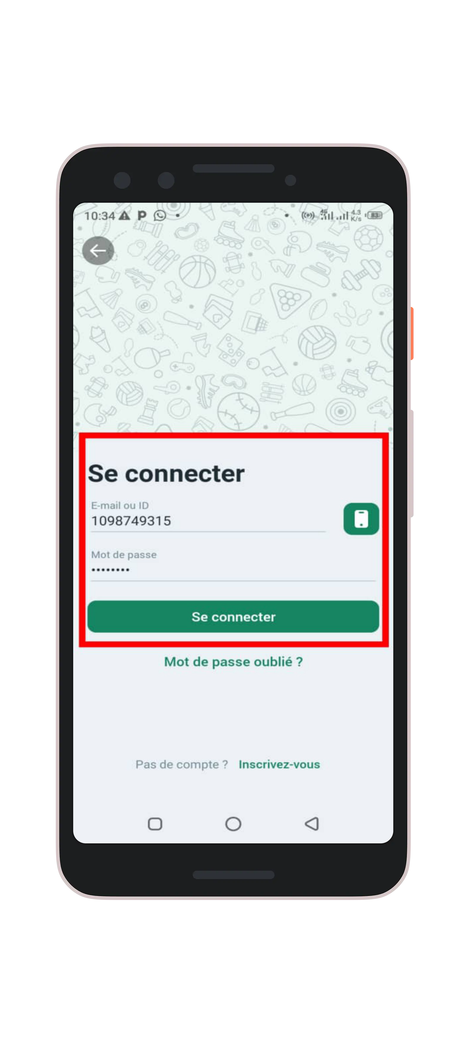 Renseignez vos identifiants de connexion et cliquez sur "se connecter"