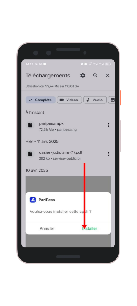 Cliquez sur "Installer"