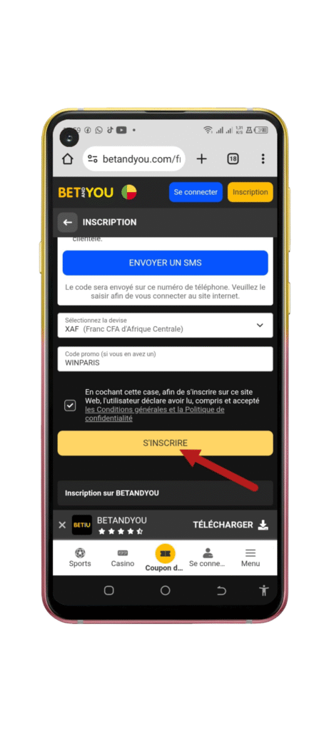 Remplissage du formulaire
