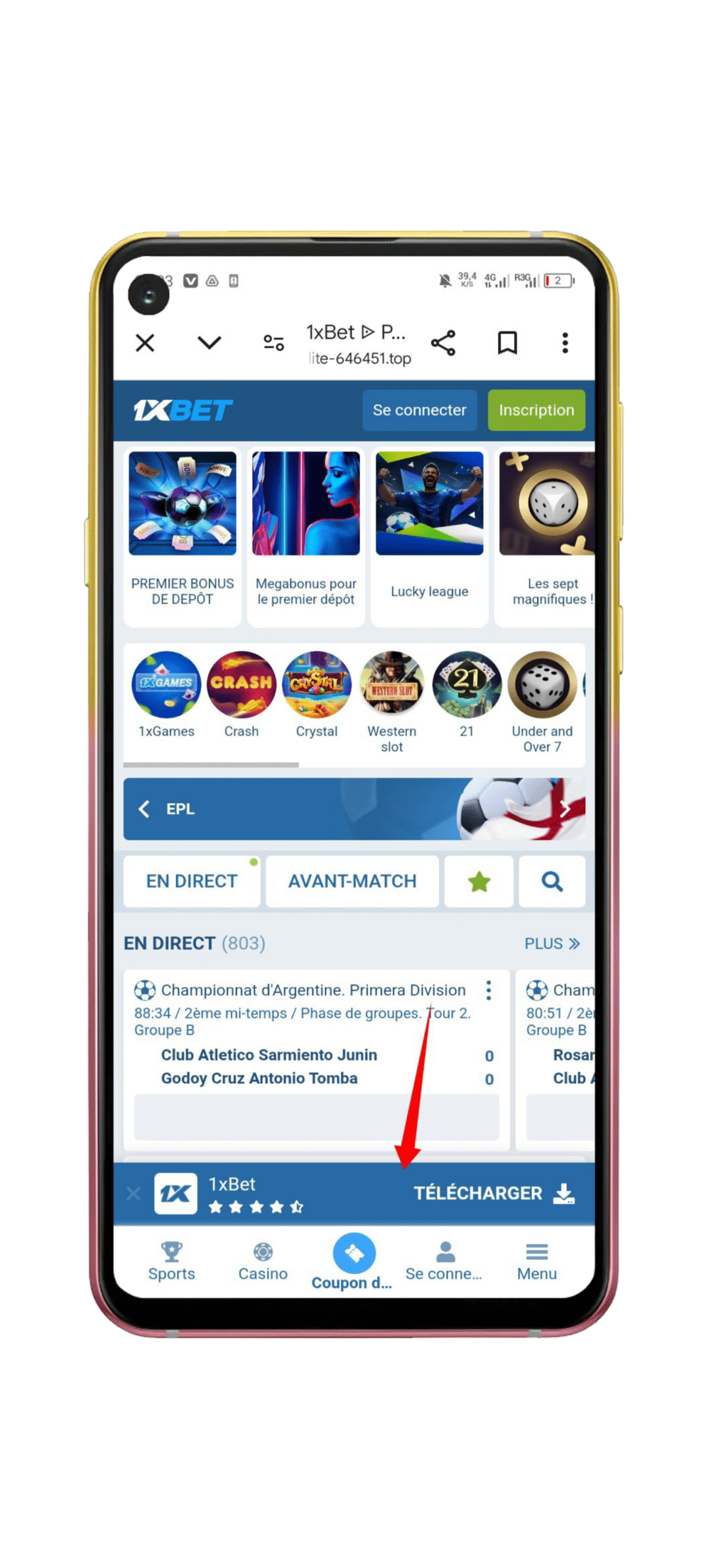 Cliquez sur le bouton “Téléchargement”