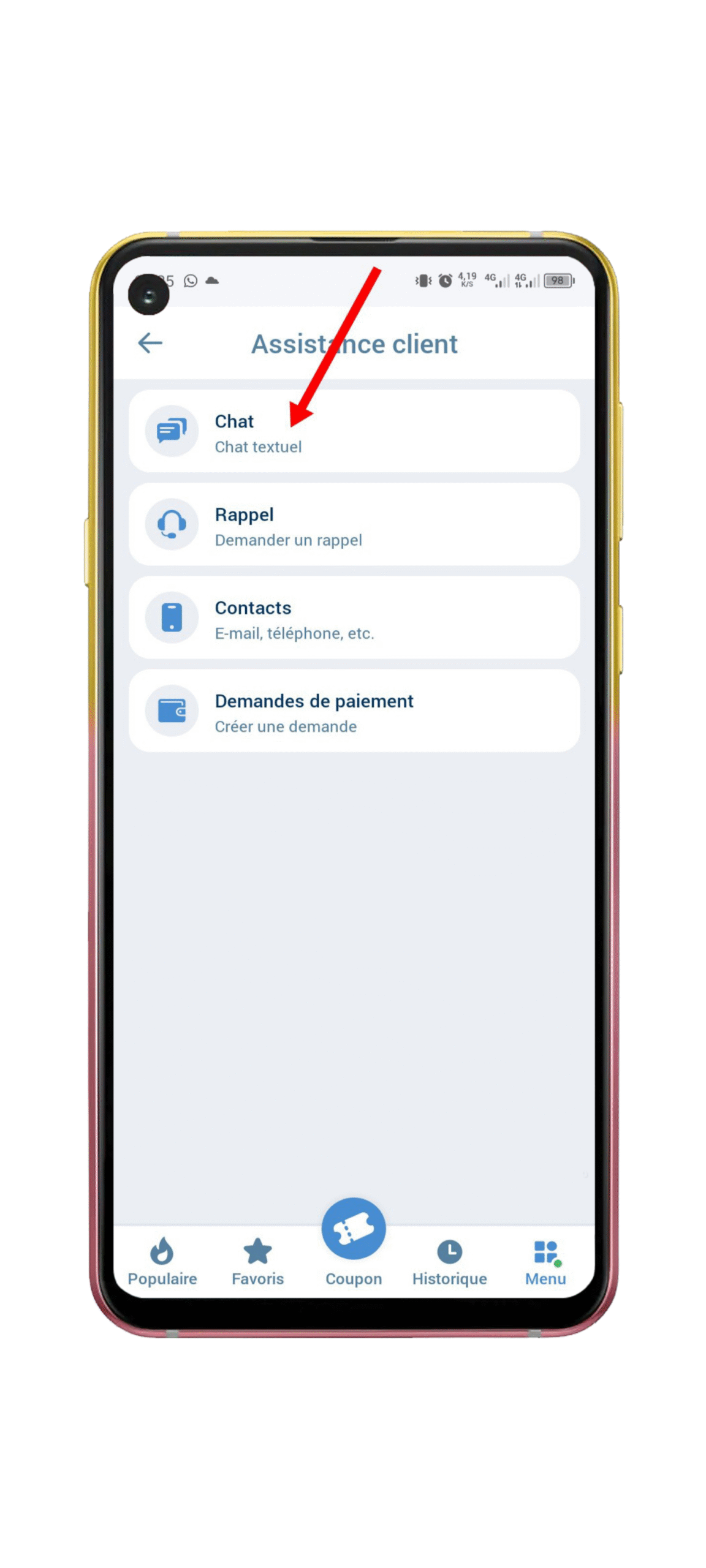 Choisissez un moyen de contact