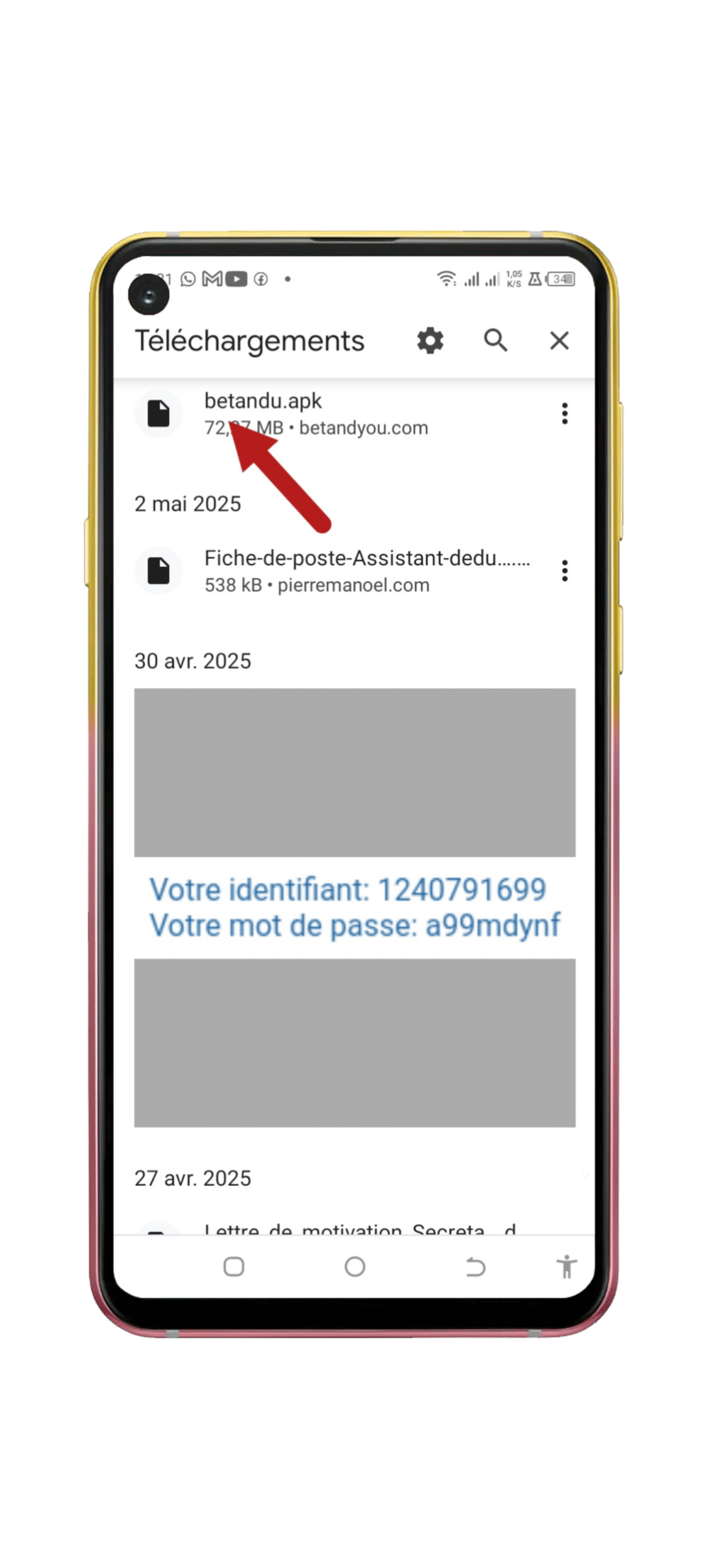 Ouvrir le fichier Apk