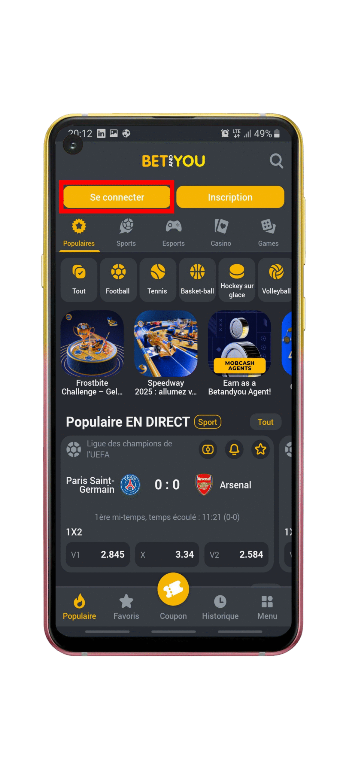 Cliquez sur « Se connecter »