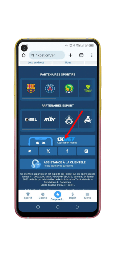 cliquez sur le bouton “Télécharger l’application”