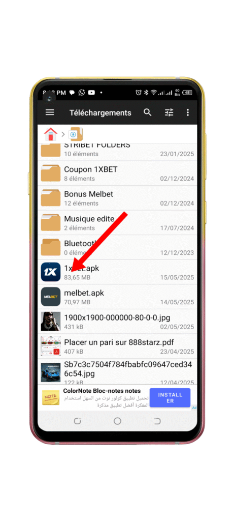 Installez l'application 1xbet