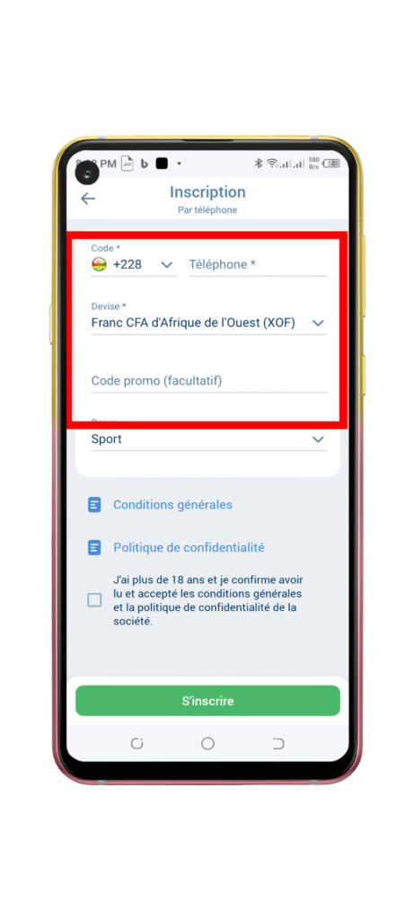 Remplir le formulaire d’inscription 