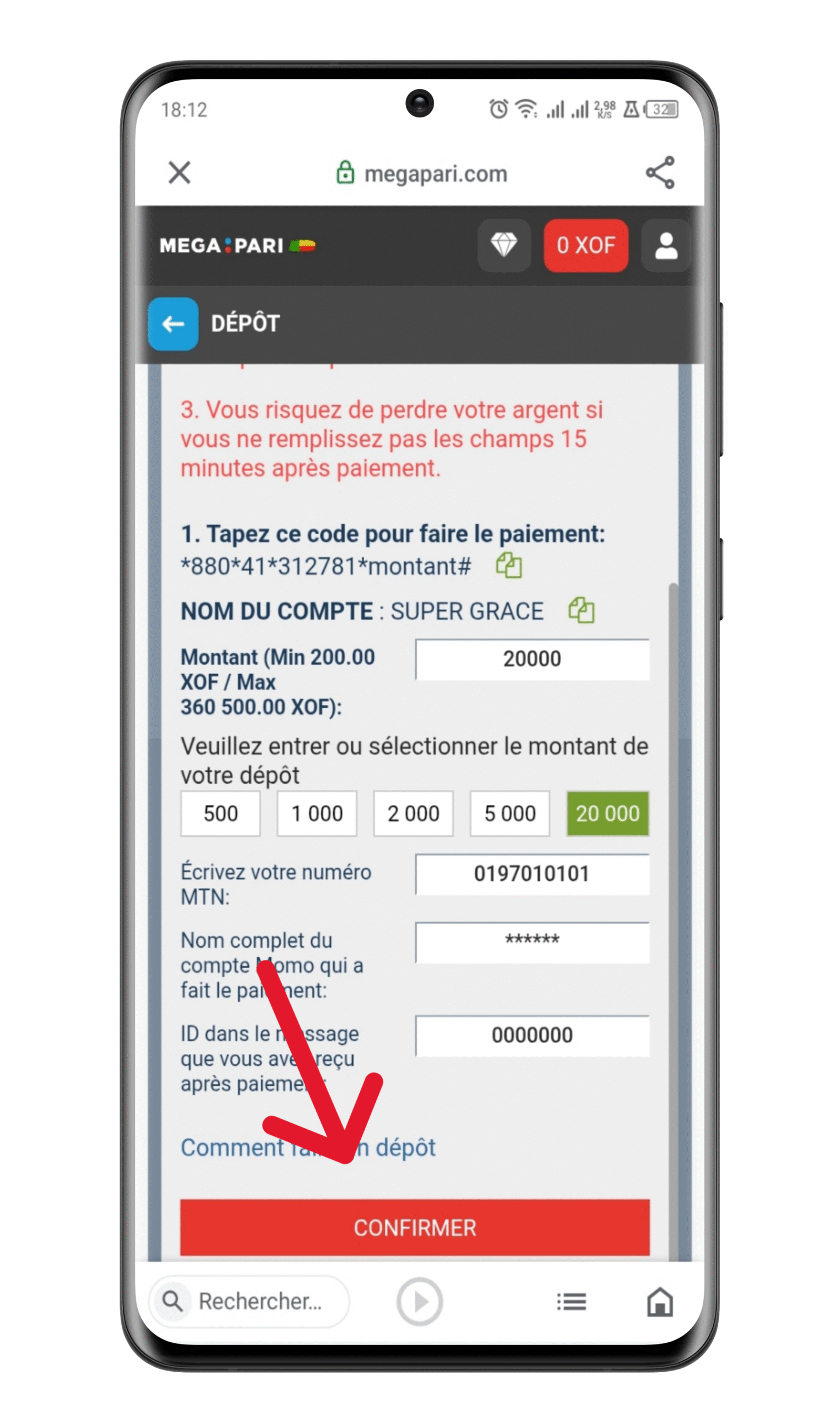 Finalisez le retrait