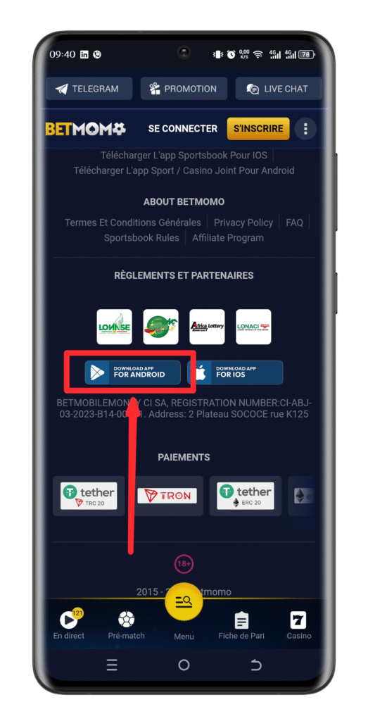 Télécharger Betmomo sur Android