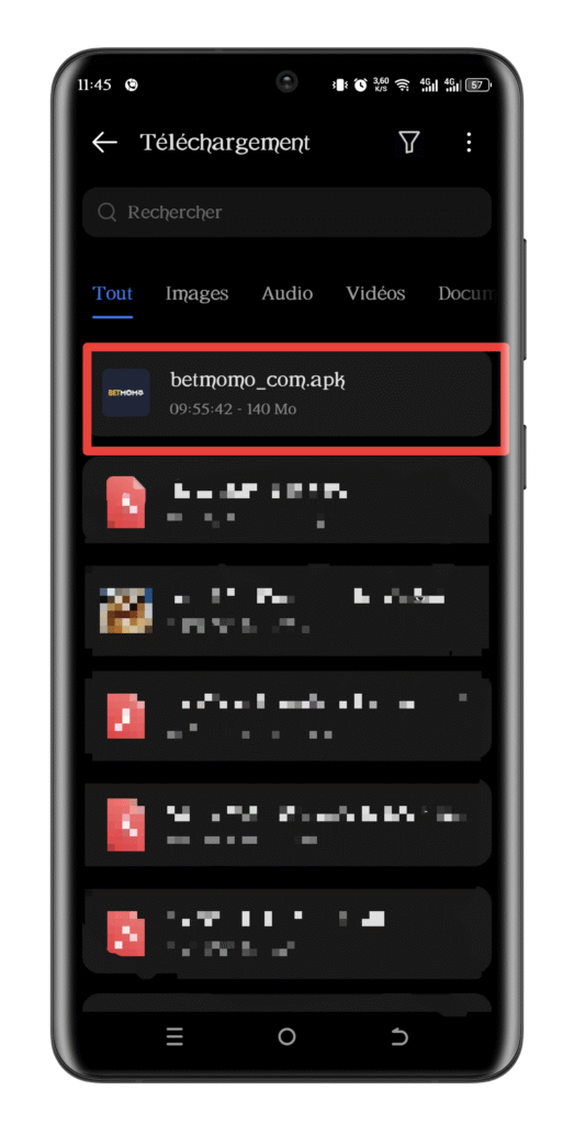 Ouvrir le fichier de l’application Betmomo