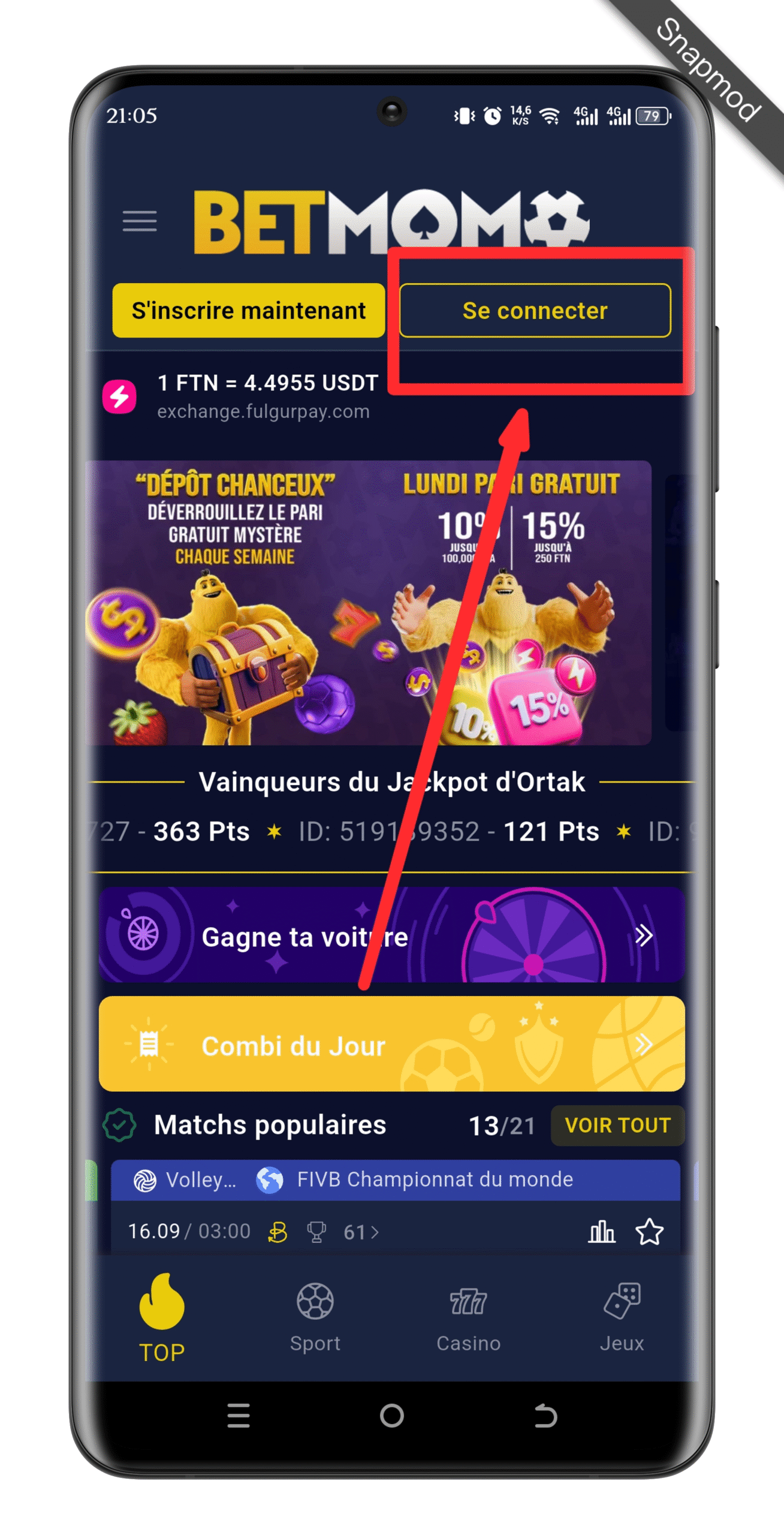 Appuyer sur « Se connecter »