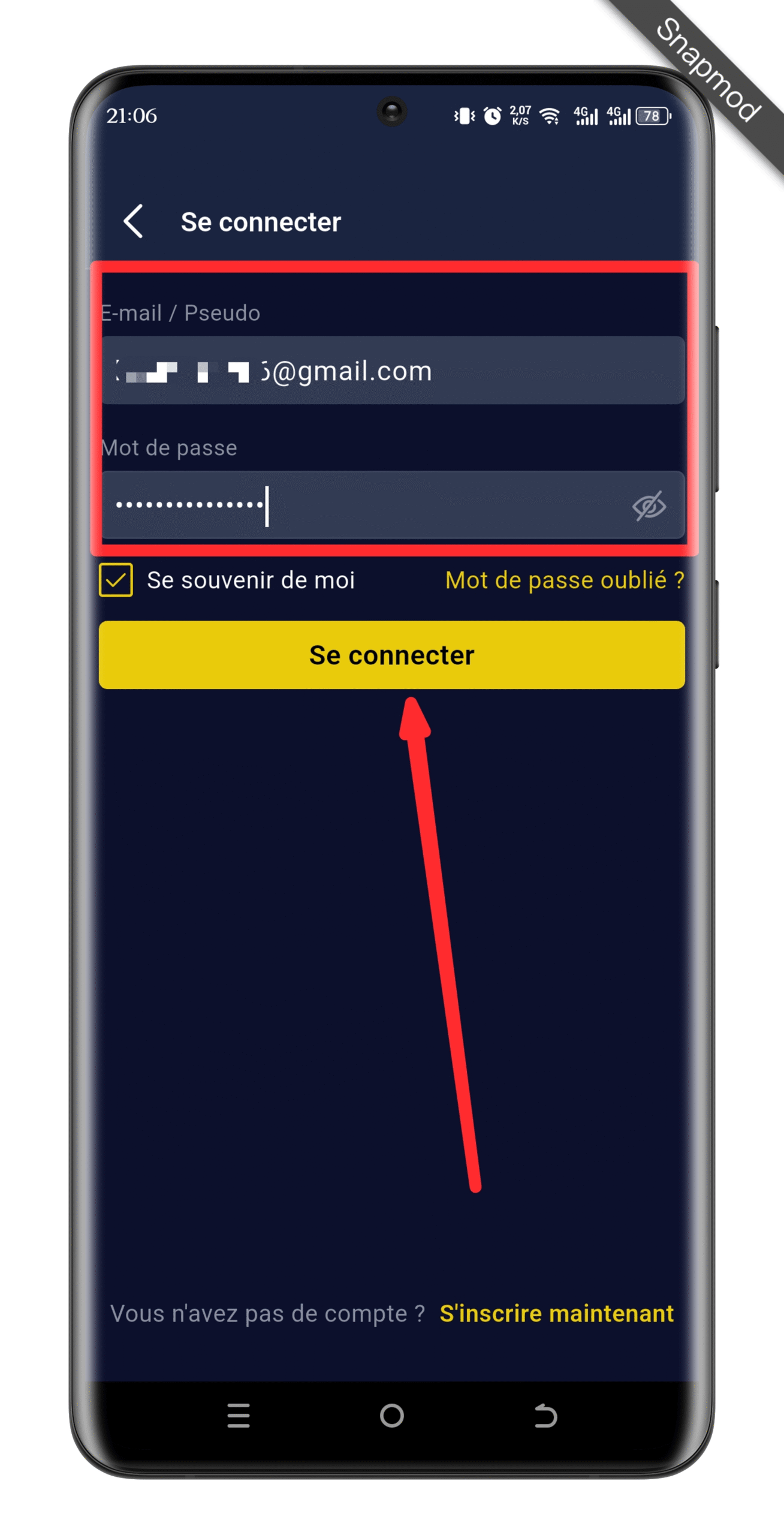 Ouvrir l’application et se connecter