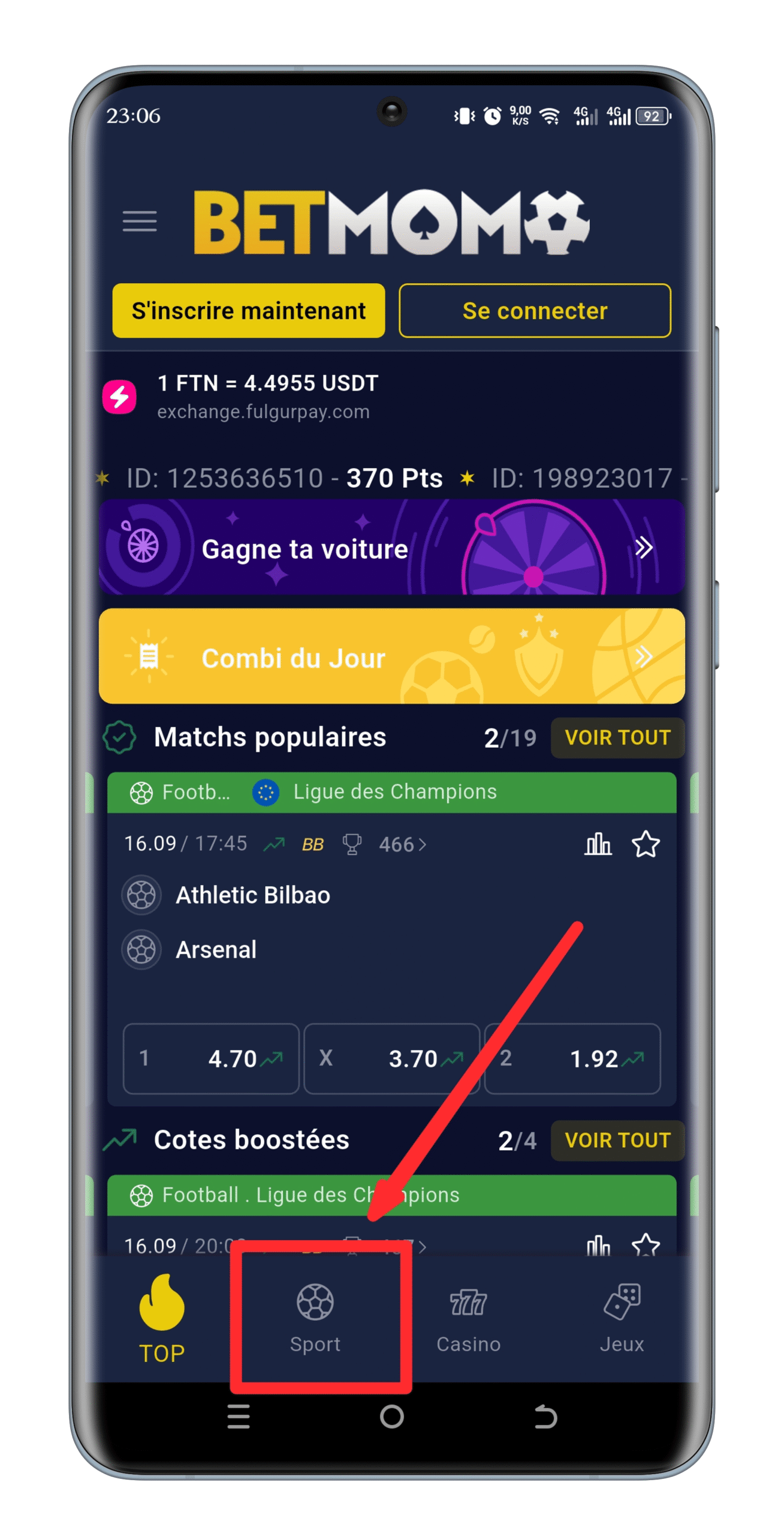 Ouvrez Bet momo Apk